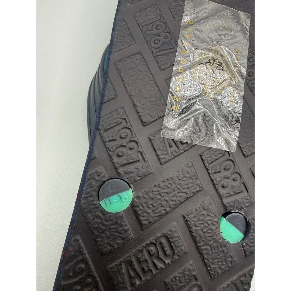 NWT Aeropostale‎ Men XL (11-12) Flip Flops Navy Teal AERO 1987 Graphic Sandals